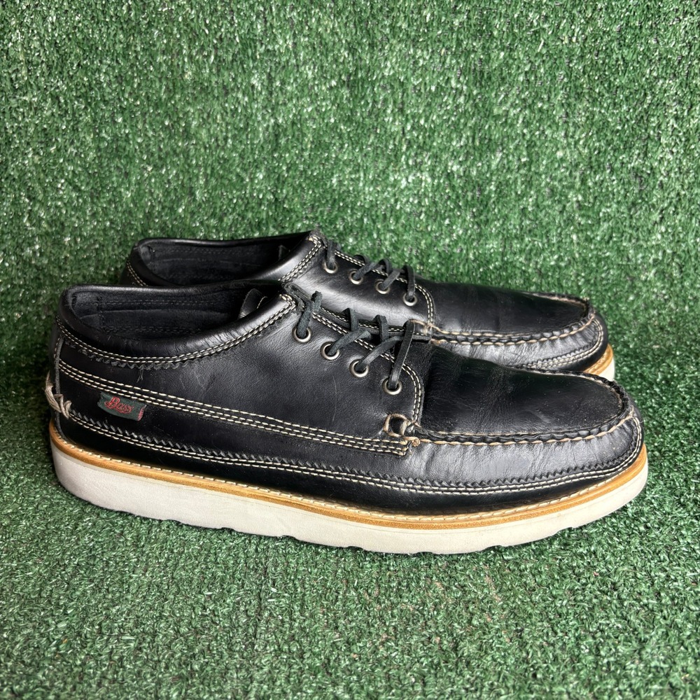 GH Bass Mocs Originals Clayton Lace Up Leather Boat Shoes Black Mens Size 13 D